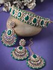 Bollywood Indian Style Gold Plated Choker Necklace Earrings Bridal Jewelry Set