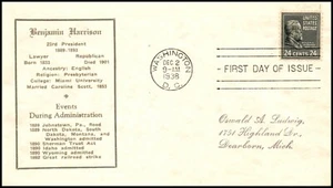  Scott 828 - 24 Cents Harrison  - Arnowitz FDC - Typed Address - Planty 828-22 - Picture 1 of 2