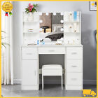 Makeup vanity  Desk Set with 5 drawers 6 shelves 1 cabinets LED Lighted Mirror