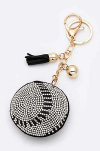 Rhinestone Baseball Pillow Key Chain - Picture 1 of 2