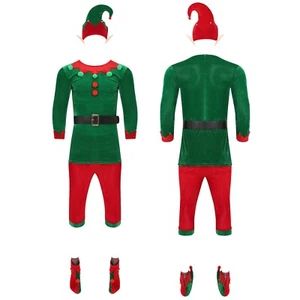 Herren Elf Kostüm Männer Weihnachten Herr Claus Outfits Thema 7Pcs Ball Gürtel - Bild 1 von 24