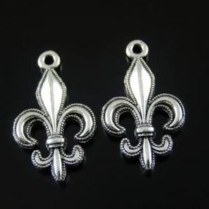 20 Retro Silver Alloy fleur-de-lis Charm Pendant Earrings Jewelry Making 24*14mm - Picture 1 of 5