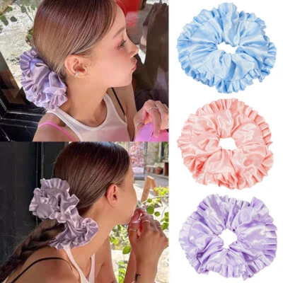 Solid Color Hair Rope Large Satin Silk Hair Ring Elastic Hair Scrunchies Ties⇓ - Image 1 of 4