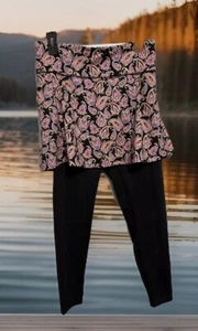 ANIVIVO Large Pink Purple Paisley Skirted w/ Black Legging Tennis Yoga Athletic - Picture 1 of 7