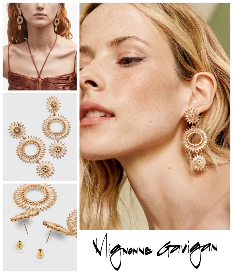 Brincos femininos Mignonne Gavigan folheados a ouro Madeline 14k pendurados 3" - Imagem 1 de 4