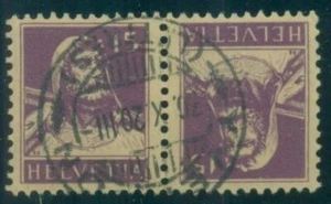 SWITZERLAND #172c, 15ore William Tell, Tete-beche pair, used, VF, Scott $215.00+ - Picture 1 of 1