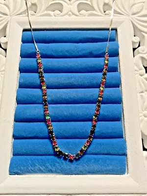 Collar de tenis de turmalina múltiple - 24 pulgadas en platino sobre ley (15,60 quilates) Foto 1 de 4