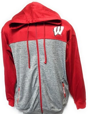 Chaqueta Para Hombres Fanatics Univ Wisconsin Badgers NCAA Gris Rojo Grande y Alto Cremallera Completa Foto 1 de 4