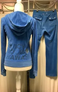 Juicy Couture Velour Zip Up Hoodie Mid Rise Pants 26 x 29 Tracksuit XSP - Picture 1 of 15