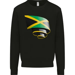 Curled Jamaican Flag Jamaica Day Football Kids Sweatshirt Jumper - Picture 1 of 12