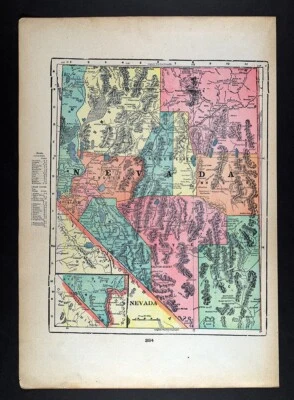 Mapa Georg Cram 1899 Nevada Carson Virginia City Lake Tahoe Las Vegas Elko Ely NV Foto 1 de 4