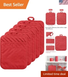 5-Pack Heat-Resistant Cotton Pot Holders with Pockets - Multipurpose Kitchen Set - Picture 1 of 9