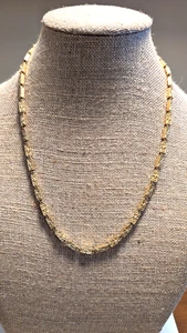 MONET Necklace Gold-Tone Metal Long Rectangular Box Links w/X*Dot Designs - Picture 1 of 16