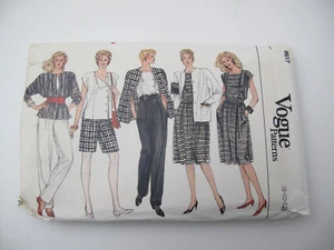 Vogue Pattern #8617 Misses Jacket Skirt Pants Shorts Top Size 8-10-12 Uncut FF(U - Picture 1 of 7