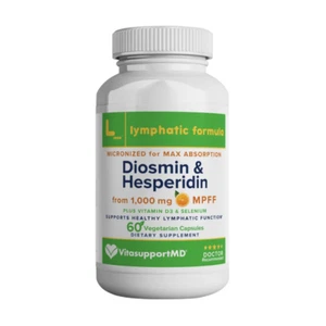 Lymphatic Formula, 1000mg Diosmin Hesperdin, Selenium, Vitamin D3, 60 Capsules - Picture 1 of 7