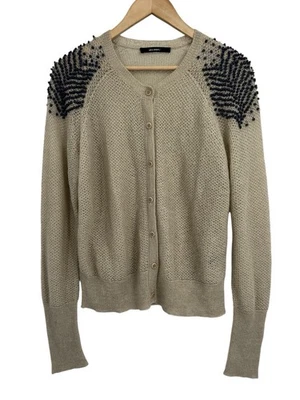 Sita Murt Beige Open Knit Mohair Blend Bauble Shoulder Cardigan Sweater 46   - Image 1 of 4