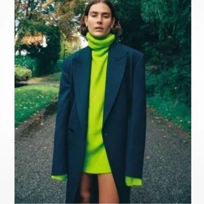 Zara Soft Oversized Turtleneck Sweater (Neon Green) Size M - Image 1 of 4