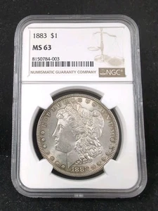 1883 $1 MORGAN SILVER DOLLAR NGC MS 63 #4331 - Picture 1 of 2