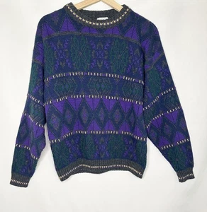 VTG 80'S/90's Cadet Boys Club Sweater Purple Green Boys Made in USA XL 18 - Picture 1 of 10