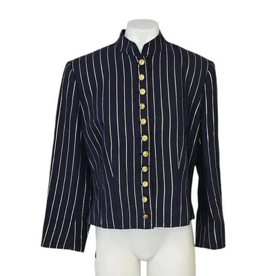 Lauren Ralph Lauren Womens Military 100% Linen Nautical Blazer Jacket Size 10 - Image 1 of 4