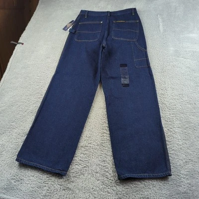 Vintage Nautica Jeans Boys 20 29x29 Blue Dark Indigo Raw Baggy Carpenter Hammer - Image 1 of 4