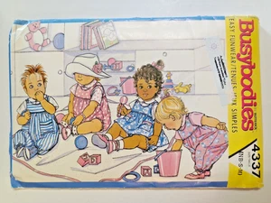 Butterick 4337 Jumper Panties Jumpsuit Top Sewing Pattern Girl NB S M Busybodies - Picture 1 of 10