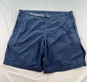 Pantaloncini Columbia PFG taglia media blu navy foderati con cintura in rete da uomo cuciture interne 8" - Foto 1 di 15