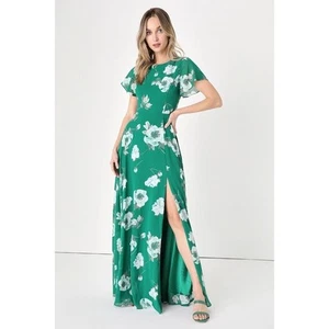 Lulus “Classic Love” Floral Print Tie-Back Maxi Dress – Size Medium NWT - Picture 1 of 7