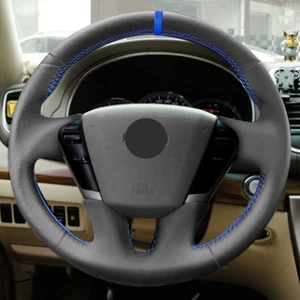 Hágalo usted mismo Cubierta de cuero para volante de costura línea azul para Nissan Elgrand 2010-2020 - Imagen 1 de 9