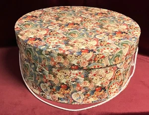Victorian Themed Decorative Hat Box w/ Handle 14.5" x 6.5" EC! - Picture 1 of 8
