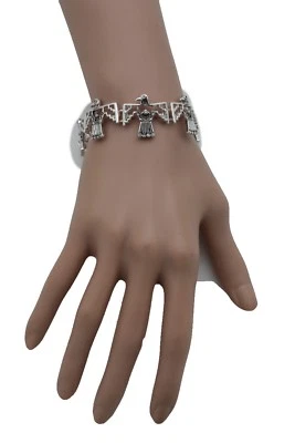 Frauen Silber Metall Native American Adler Vogel Charms Western Mode Armband - Bild 1 von 4