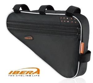 Bicycle Top Tube Frame Bag Triangle Multiple Compartment BLK FB1L IBERA - Picture 1 of 5