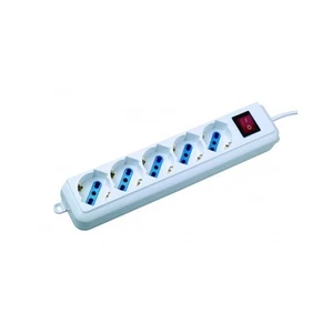 X Regleta de Enchufes By-Pass Schuko 5 Posic Interruptor Brillante Cable 1.5mt - Imagen 1 de 1