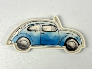 FISHS EDDY Volkswagon VW BUG Acuarela Azul Cerámica PLATO BARATIJA Bandeja Pin Retro - Imagen 1 de 6
