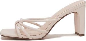 Womens Strappy Heeled Sandals Cross Straps Block Heel Sz-9.5 Shoes - Picture 1 of 6
