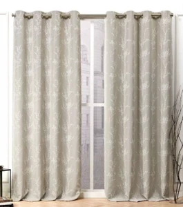 Nicole Miller Turion Floral Blackout Grommet Top 52x84" Curtain Panels Khaki* - Picture 1 of 4