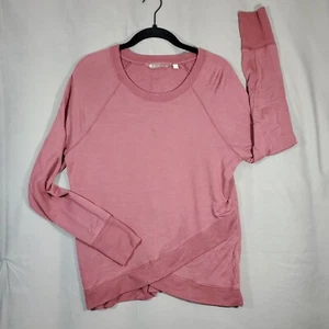 Athleta Sweater Womens M Criss Cross Sweatshirt Mauve Heathered Pink Pullover - Picture 1 of 11