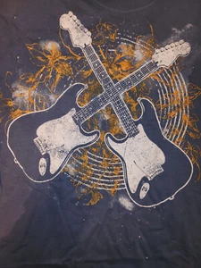Flower Guitar X BLUE Adult T-Shirt - Foto 1 di 1