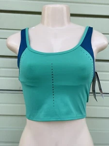 New Champion Absolute Crop Top Lasercut Detail Blue Green Gym workout Yoga XS - Picture 1 of 7
