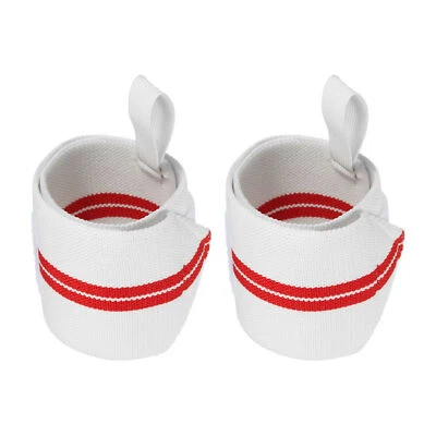 1 Set Wrist Wraps Strap, Wrist Compression 20"x3" for Fitness, White, Red - Image 1 of 4