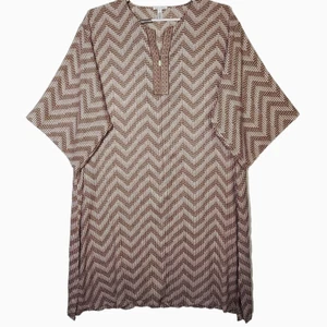 Vtg Oscar de la Renta Caftan Womens 3X Brown Chevron Robe House Dress Loungewear - Picture 1 of 10
