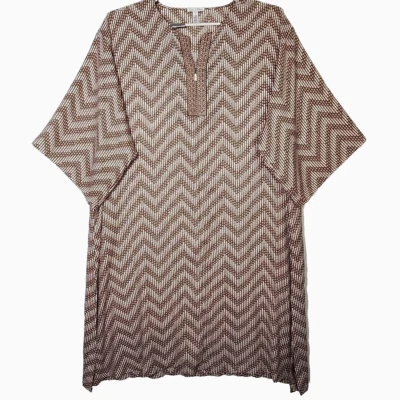 Vtg Oscar de la Renta Caftan Womens 3X Brown Chevron Robe House Dress Loungewear - Image 1 of 4