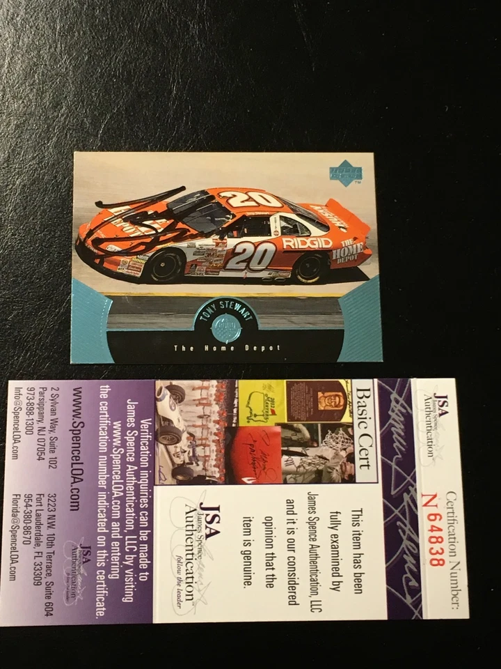 TONY STEWART 1999 UPPER DECK RACING SIGNED AUTOGRAPHED CARD #58 JSA CERTIFIED - Image 1 of 1