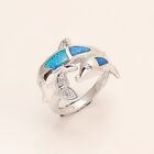 Australian Blue Fire Opal Dolphin 925 Sterling Silver Women Wedding Fine Jewelry