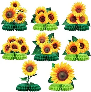 8 Pieces Sunflower Party Honeycomb Centerpieces Table Decorations Sunflower S... - Picture 1 of 2