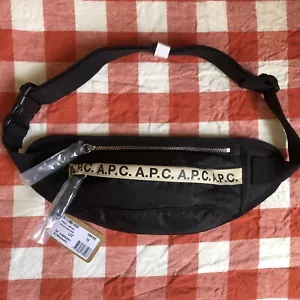 A.P.C. Brand New Banana Waist Bag Black Spellout Leather Zip Pulls - Picture 1 of 3