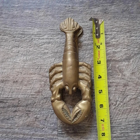 Vtg Solid Brass Lobster Door Knocker   7" X 3"  14oz Aged Petina Cover