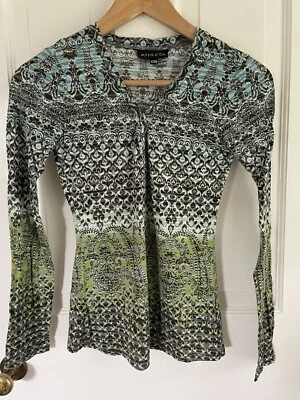 Athleta Top Women's Green Pattern Long Sleeve Shirt Ladies size XXS Light - Image 1 of 4