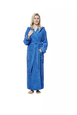 Women's Pacific Style 100% Turkish Cotton Terry Long Hooded Bathrobe Robe - Image 1 of 4