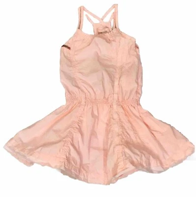Diesel Girls Hot Peach Smock Floral Embroidered Racerback Fit Flare Dress Size 2 - Image 1 of 4